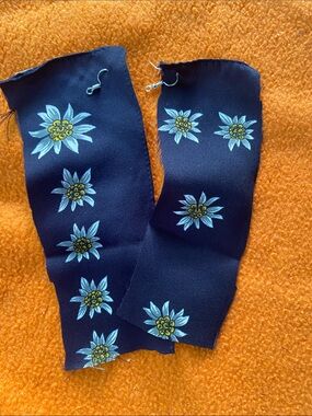 Navy Floral Drop Earrings - Blue & Yellow Flower Design